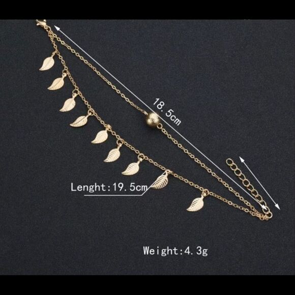 BOHO TASSEL LEAF ANKLET - Picture 4 of 4